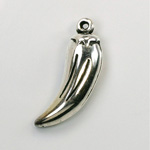 Metalized Plastic Pendant- Horn 30x10MM ANT SILVER