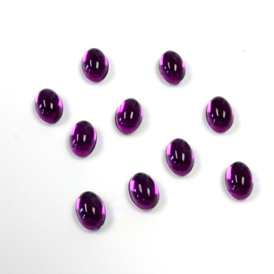 Plastic Flat Back Foiled Cabochon - Oval 06x4MM AMETHYST