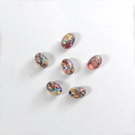 Glass Medium Dome Lampwork Cabochon - Oval 06x4MM RED MULTI OPAL (02421)