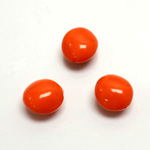 Plastic Bead - Opaque Color Smooth Flat Oval 14x13MM BRIGHT TANGERINE