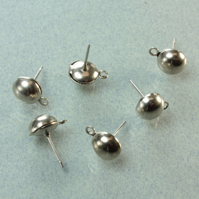 Earring Finding - Half Ball with Loop 08MM Stainless Steel Post