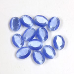 Fiber-Optic Flat Back Stone with Faceted Top and Table - Oval 08x6MM CAT'S EYE LT BLUE