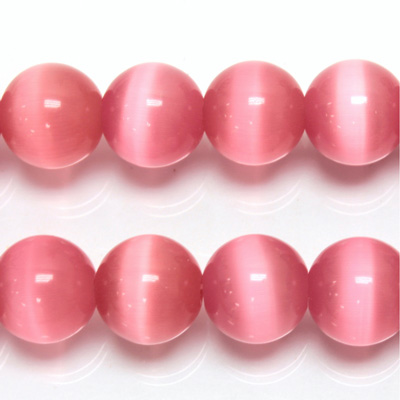 Fiber-Optic Synthetic Bead - Cat's Eye Smooth Round 12MM CAT'S EYE LT PINK