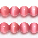 Fiber-Optic Synthetic Bead - Cat's Eye Smooth Round 12MM CAT'S EYE LT PINK