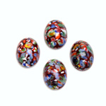 Glass Medium Dome Lampwork Cabochon - Oval 14x10MM MOSAIC RED (04612)
