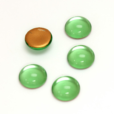 Glass Medium Dome Foiled Cabochon - Round 11MM PERIDOT