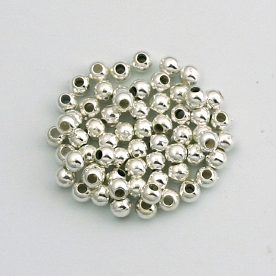 Metalized Plastic Smooth Bead - Round 03MM SILVER