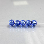 Czech Glass Lampwork Bead - Smooth Round 06MM SAPPHIRE SILVER LINED
