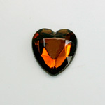 Glass Flat Back Rose Cut Fancy Foiled Stone  - Heart 18x16MM SMOKE TOPAZ