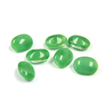 Glass Point Back Buff Top Stone Opaque Doublet - Oval 08x6MM GREEN MOONSTONE