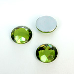 Plastic Flat Back Foiled Rose Cut Rhinestone - Round 15MM OLIVINE