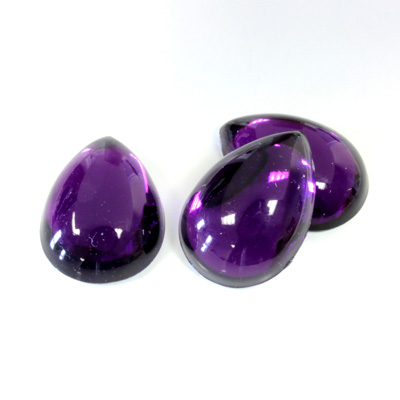 Plastic Flat Back Foiled Cabochon - Pear 18x13MM AMETHYST