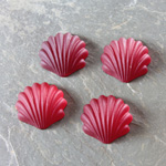 Glass Cabochon - Shell 14MM MATTE RUBY Foiled