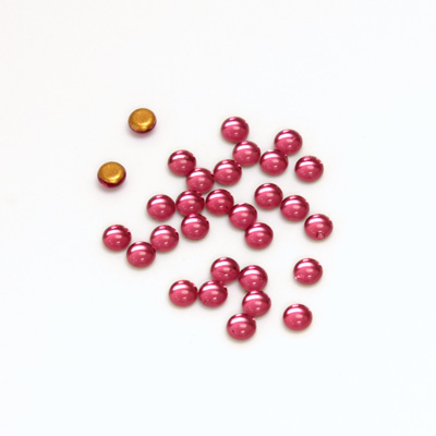 Glass Medium Dome Foiled Cabochon - Round 03MM FUCHSIA