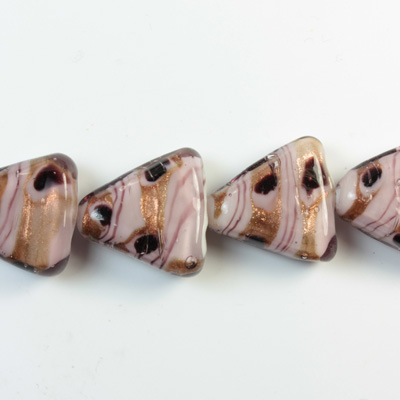 Glass Lampwork Bead - Triangle 17MM QUARTZ AGATE PURPLE