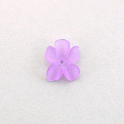 German Plastic Flower with Center Hole - 15x12MM MATTE LT AMETHYST