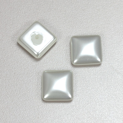 Glass Medium Dome Cabochon Pearl Dipped - Square 14x14MM WHITE