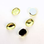 Plastic Flat Back Foiled Rose Cut Rhinestone - Oval 10x8MM JONQUIL