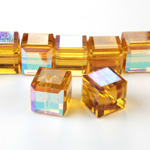 Chinese Cut Crystal Bead 30 Facet - Cube 08x8MM TOPAZ AB