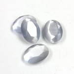 Fiber-Optic Flat Back Stone with Faceted Top and Table - Oval 14x10MM CAT'S EYE LT GREY