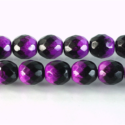 Czech Glass Fire Polish Bead - Round 10MM BLACK-VIOLET 89101