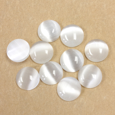 Fiber-Optic Cabochon - Round 08MM CAT'S EYE WHITE