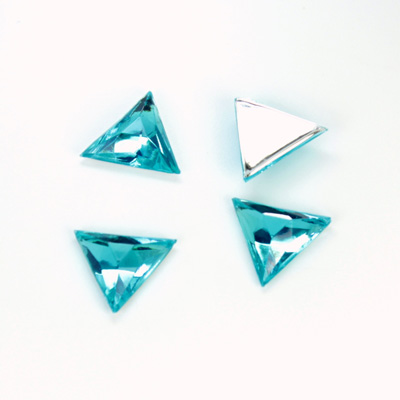 Plastic Flat Back Foiled Rose Cut Rhinestone - Triangle 13x13MM AQUA