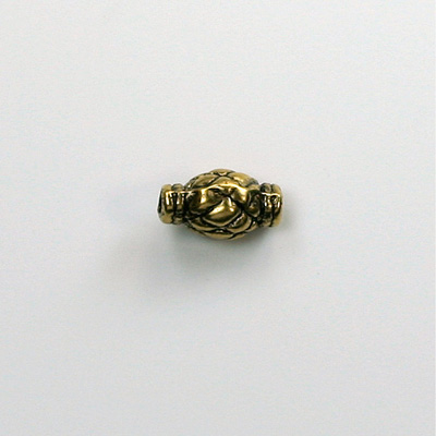 Metalized Plastic Engraved Bead - Fancy 10x6MM ANT GOLD