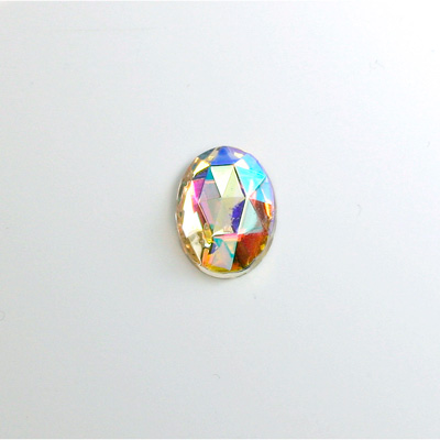 Glass Flat Back Foiled Rauten Rose - Oval 14x10MM CRYSTAL AB