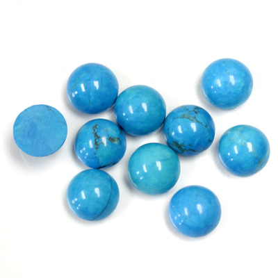 Gemstone Cabochon - Round 08MM HOWLITE DYED TURQUOISE