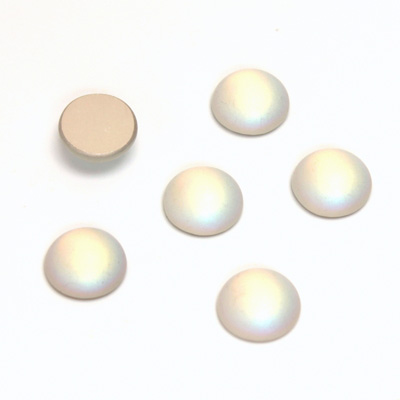 Glass Medium Dome Foiled Cabochon - Coated Round 09MM MATTE CRYSTAL AB
