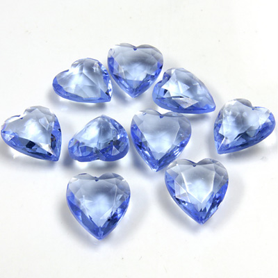 Glass Point Back Tin Table Cut (TTC) Unfoiled - Heart Shape 12x11MM LT SAPPHIRE