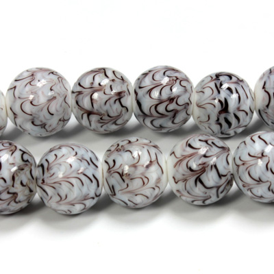 Glass Lampwork Bead - Smooth Round 14MM GRANITE MATRIX