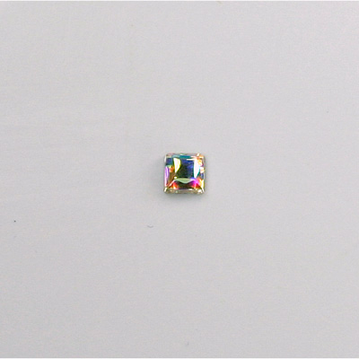 Czech Glass Flat Back Rose Cut Stone - Square 04x4MM CRYSTAL AB Foiled