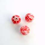 Glass Lampwork Bead - Smooth Round 10MM PATTERN RED CRYSTAL