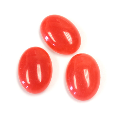 Gemstone Flat Back Cabochon - Oval 18x13MM QUARTZ DYED #44 RED