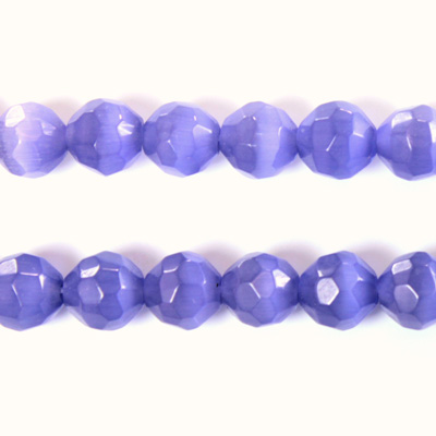 Fiber Optic Synthetic Cat's Eye Bead - Round Faceted 08MM CAT'S EYE TANZANITE