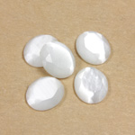 Fiber-Optic Flat Back Stone with Faceted Top and Table - Oval 12x10MM CAT'S EYE WHITE