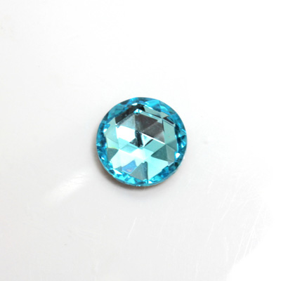 Glass Flat Back Foiled Rauten Rose - Round 13MM AQUA