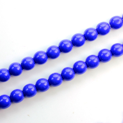 Czech Pressed Glass Bead - Smooth Round 06MM DARK BLUE