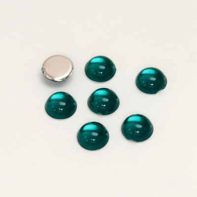 Plastic Flat Back Foiled Cabochon - Round 07MM EMERALD