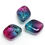 Plastic Bead - Two Tone Speckle Color Flat Diamond 20x16MM BLUE PURPLE
