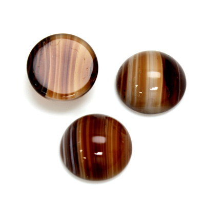 Glass Medium Dome Cabochon - Round 15MM PORPHYR SMOKE TOPAZ