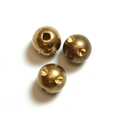 Brass Machine Made Bead - Engraved with Recess Round 07MM RAW BRASS