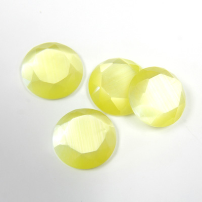 Fiber-Optic Flat Back Stone with Faceted Top and Table - Round 13MM CAT'S EYE YELLOW