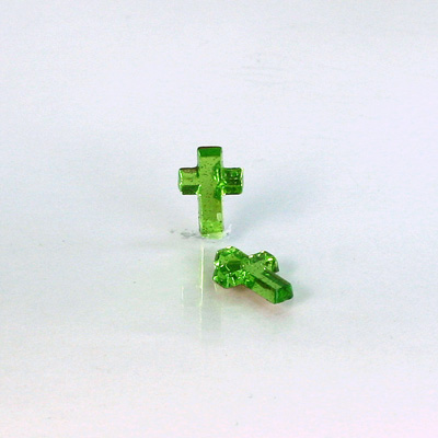 Glass Flat Back Foiled Mirror - Cross 10x6MM PERIDOT