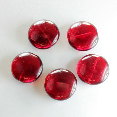 Czech Pressed Glass Bead - Lentil Round 15MM RUBY