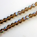 Czech Pressed Glass Bead - Smooth Round 06MM SMOKE TOPAZ AB