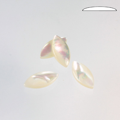 Shell Flat Back Cabochon - Navette 15x7MM WHITE MOP