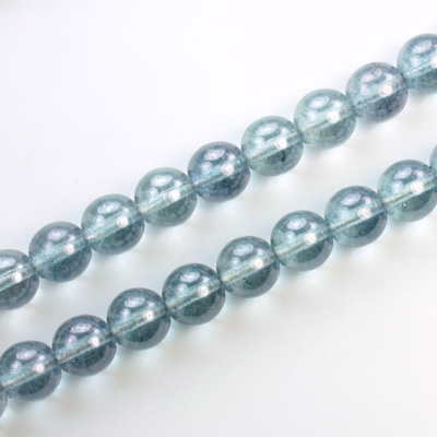 Czech Pressed Glass Bead - Smooth Round 08MM LUMI COATED BLUE